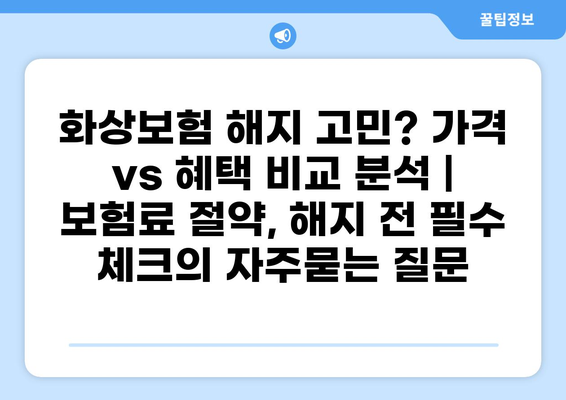 화상보험 해지 고민? 가격 vs 혜택 비교 분석 | 보험료 절약, 해지 전 필수 체크
