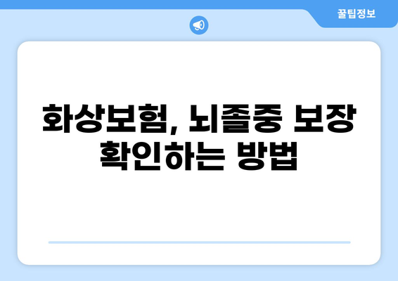 뇌졸중도 보장받는 화상보험, 어떻게 확인할까요? | 화상보험, 뇌졸중, 보장 범위, 확인 방법, 가이드