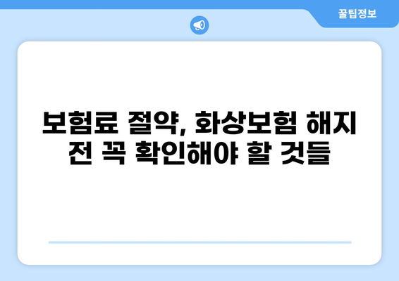 화상보험 해지 고민? 가격 vs 혜택 비교 분석 | 보험료 절약, 해지 전 필수 체크