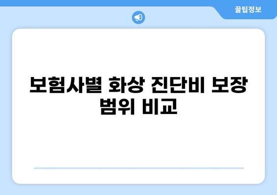 화상 진단비 특약, 제대로 알아보고 가입하세요! | 보장 범위, 비교 분석, 추천 팁