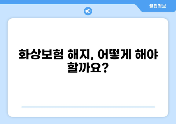 화상보험 해지, 꼭 알아야 할 핵심 사항 5가지 | 보험료 환급, 위약금, 해지 절차