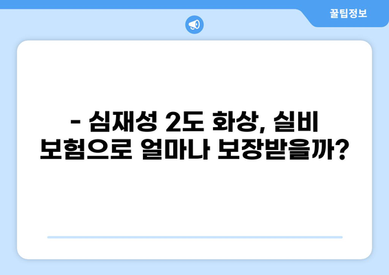 심재성 2도 화상 치료, 실비 보험으로 얼마나 보장받을 수 있을까요? | 화상 치료비, 실비 보험 비교, 보장 범위
